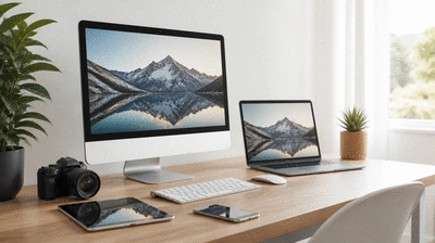 Clean and organized workspace with digital tools