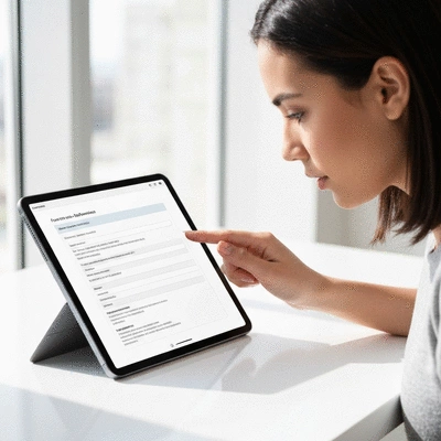 User submitting online form on tablet